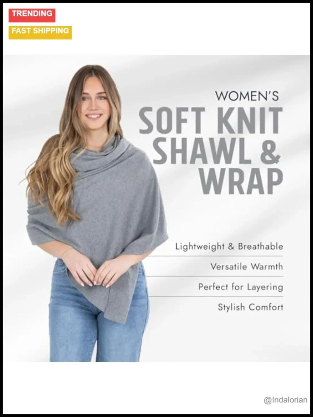 100% Cotton Wrap Shawl Lightweight Knit Wraps for Women Scarf Travel Winter